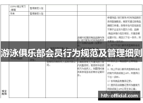 游泳俱乐部会员行为规范及管理细则